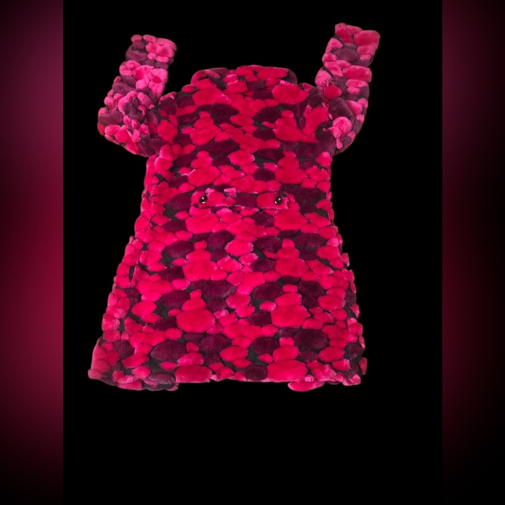 Vintage Hourglass Faux Fur Double Breasted Fuchsia and Black Large - Picture 3 of 6
